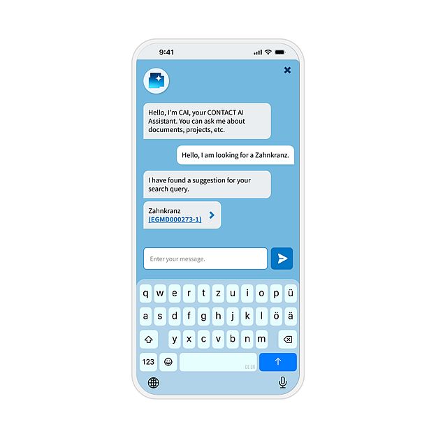 CONTACT Elements Chatbot in der mobilen Ansicht auf einem Smartphone