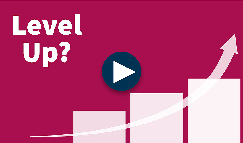 Text "Level Up?", Pfeil, Balkendiagramm