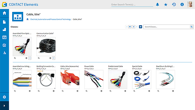 Visual part search using product images for various cable classes in CONTACT Elements