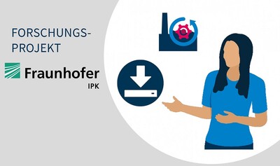 Download Icon, Fabrik Icon, Icon Frau, Text, Logo Fraunhofer IPK