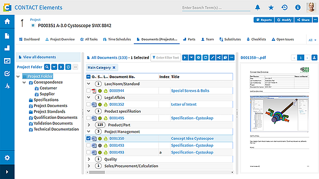 Dokumenten-Mappen in CONTACT Elements Audit Trail & Change Records