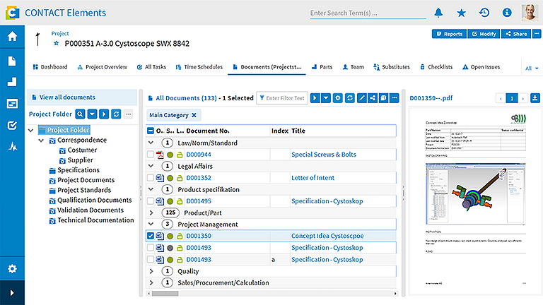 Dokumenten-Mappen in CONTACT Elements Audit Trail & Change Records