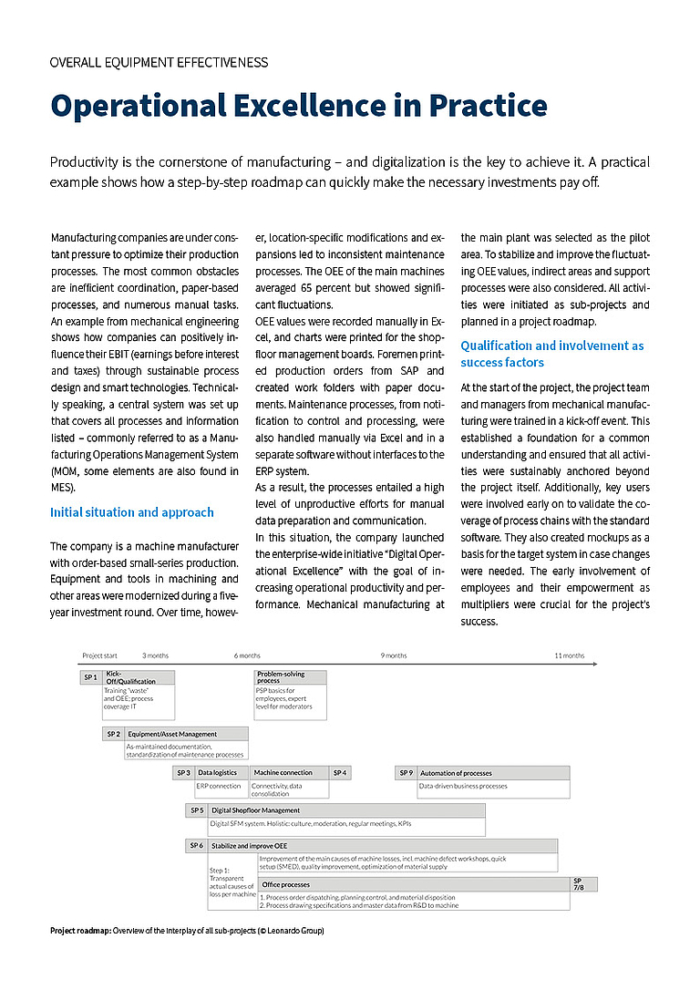 Screenshot of the first page of an article on efficient production.
