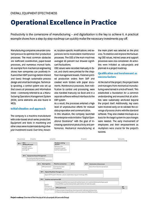 Screenshot of the first page of an article on efficient production.