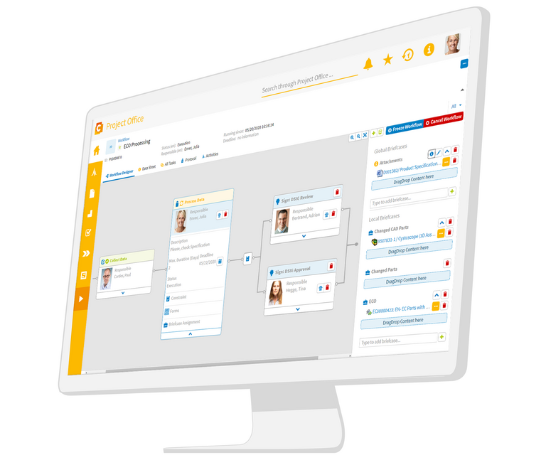Dashboard zeigt digitale Workflows im Rahmen des Projektmanagements