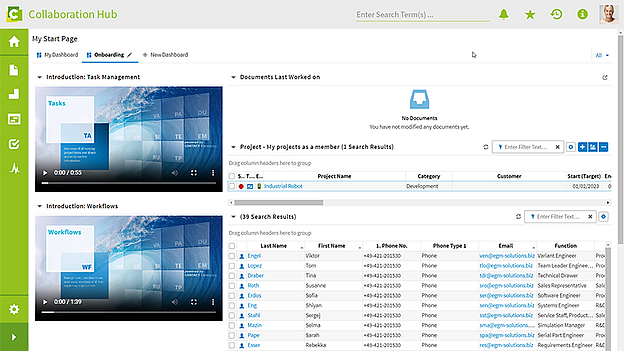 Benutzeroberfläche der Data-Sharing Software Collaboration Hub.