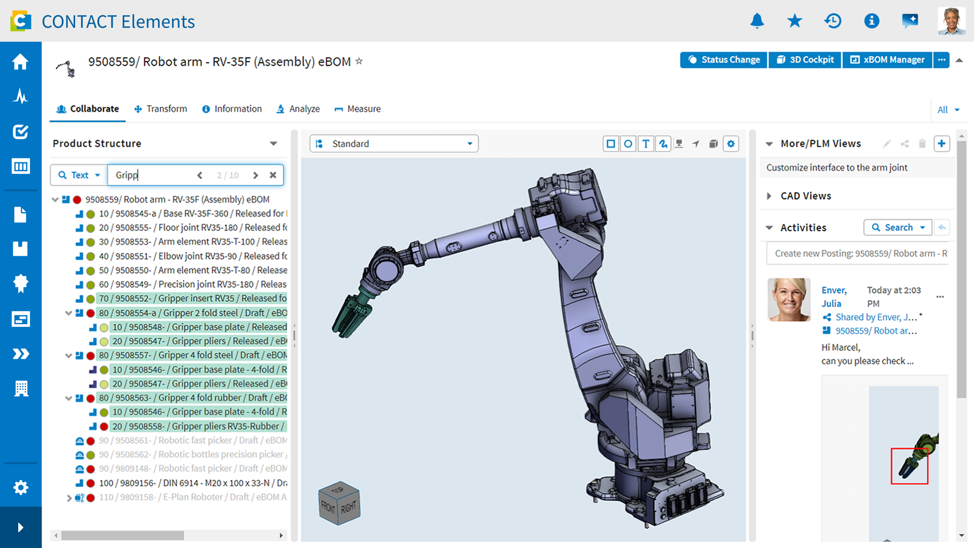 Screenshot: 3D visualization in CONTACT Elements.
