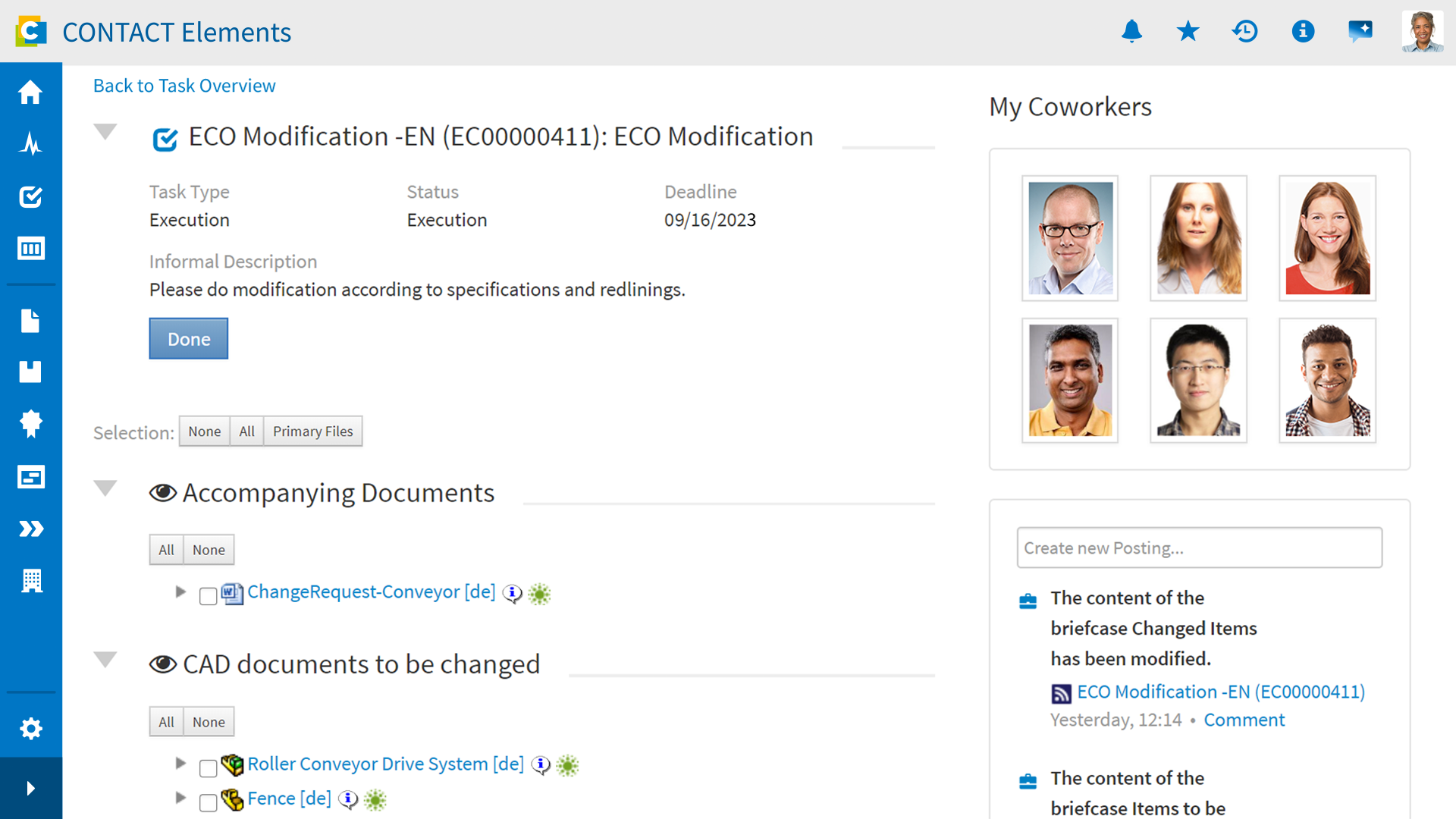 Product data management in CONTACT Elements.