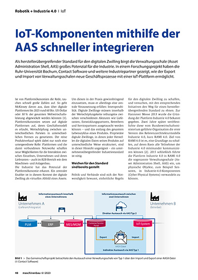 Im Rahmen des Forschungsprojekts AASHub hat CONTACT Software gemeinsam mit der Ruhr-Universität Bochum und Industriepartnern eine Lösung für den Austausch von Verwaltungsschalen entwickelt.