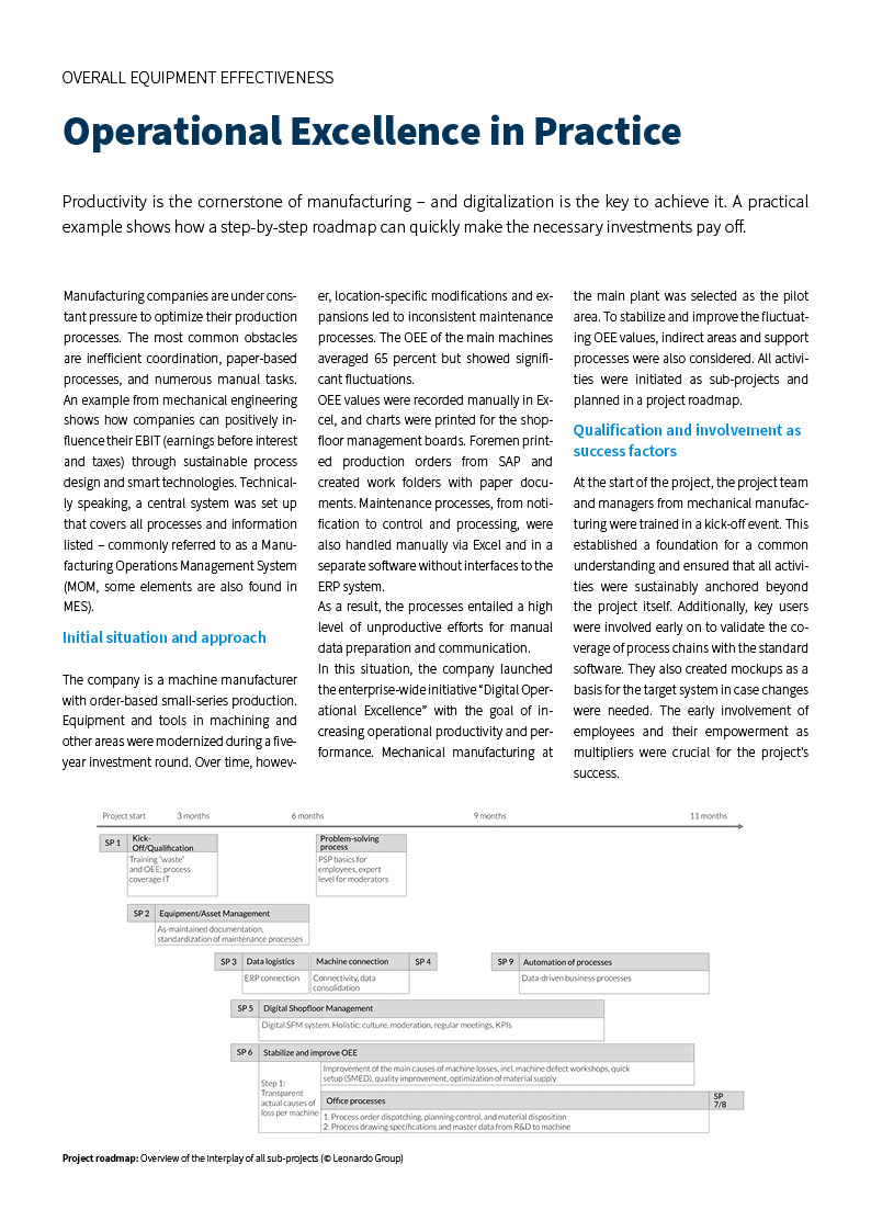 Screenshot of the first page of an article on efficient production.